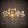 Прикрепленное изображение: New 2014 year - holidays vector design with painted numbers and golden horseshoe on a wooden background 590.jpg